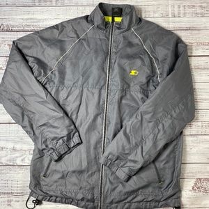Starter Jacket Grey/Volt Zip Up Windbreaker